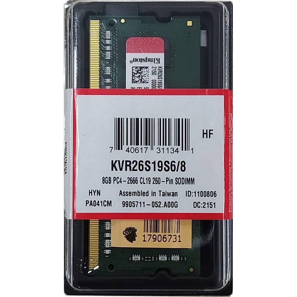 Модуль памяти Kingston 8GB 2666MHz DDR4 Non-ECC CL19 SODIMM CL19 1Rx16