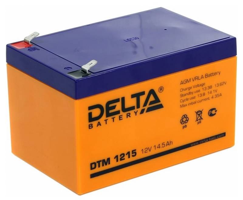 Аккумуляторная батарея Delta DTM 1215 12В/15Ач, клемма F2 (151х98х95мм (98мм); 4,2кг; Срок службы 6лет; Гарантия 1г)