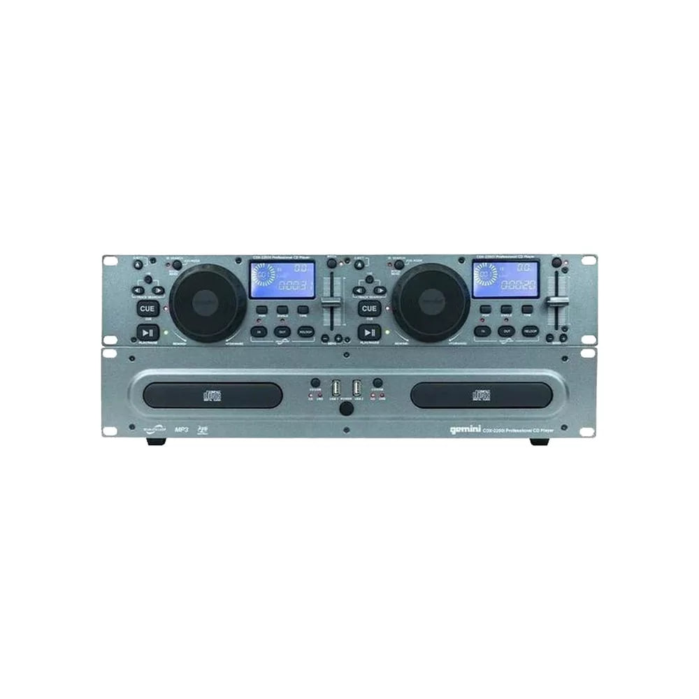 Медиа проигрыватель [CDX-2250i] Gemini [CDX-2250i] рэковый DJ медиапроигрыватель с возможностью воспроизведения с USB-накопителей и CD-дисков; дисплей; Jog Wheel; Anti-Shock