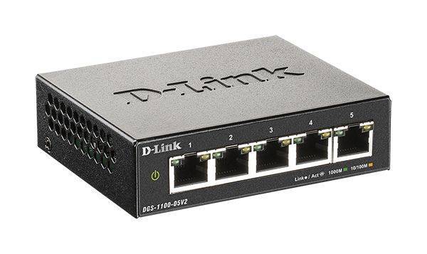 Коммутатор D-Link DGS-1100-05V2/A1A, настраиваемый, 5×1GbE
