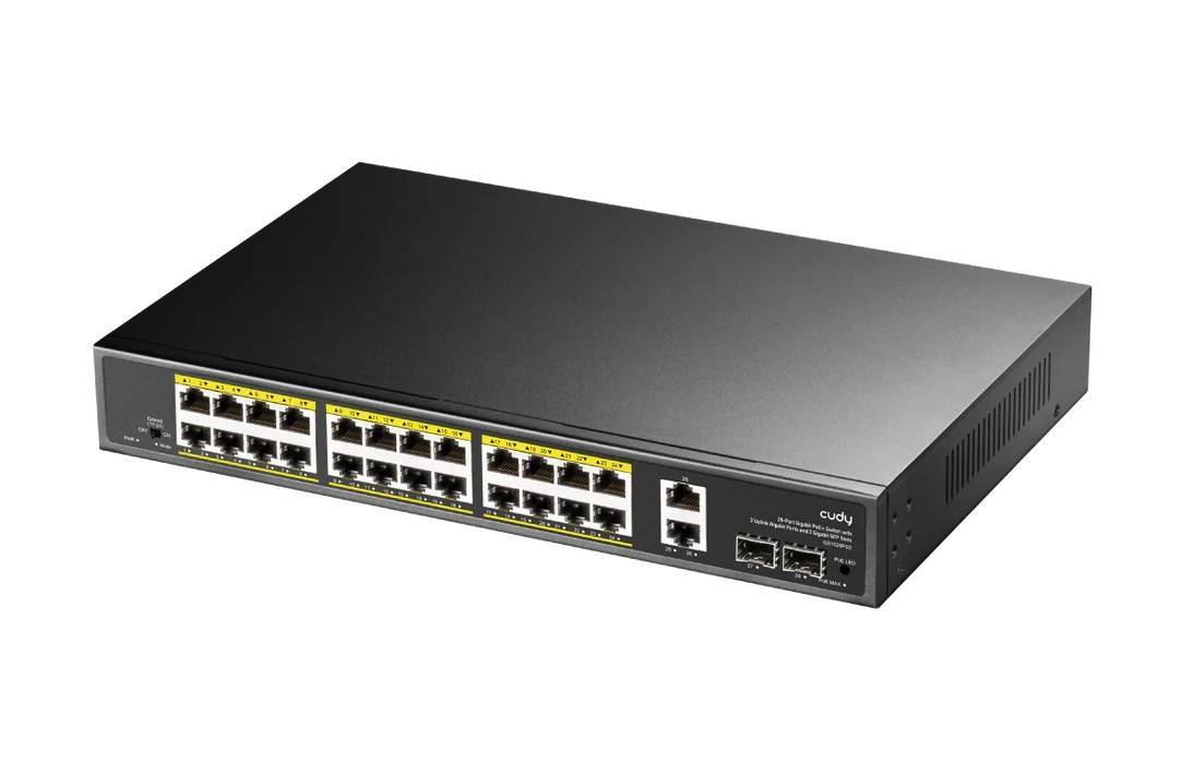 Cudy GS1026PS2 1.0 Коммутатор с 24 гигабитными портами, 2 гигабитными портами Uplink, 2 портами SFP и поддержкой PoE+