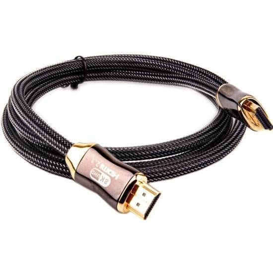 Кабель HDMI 19M/M,ver. 2.1, 8K@60 Hz 1m метал разъемы, нейлоновая оплетка Telecom <TCG300-1M>