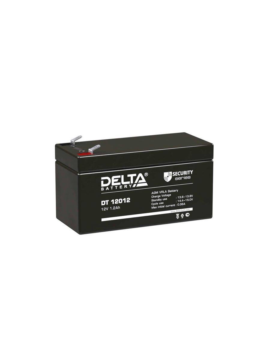 Батарея DELTA серия DT, DT 12032, напряжение 12В, емкость 3.3Ач (разряд 20 часов),  макс. ток разряда (5 сек.) 54А, макс. ток заряда 0.96А, свинцово-кислотная типа AGM, клеммы F1, ДxШxВ 134х67х61мм., вес 1.35кг., срок службы 5 лет./ Battery DELTA series DT, DT 12032, voltage 12V, capacity 3.3Ah (discharge 20 hours), max. discharge current (5 sec.) 54A, max. charge current 0.96A, lead-acid type AGM, terminals F1, LxWxH 134x67x61mm., weight 1.35kg., service life 5 years.