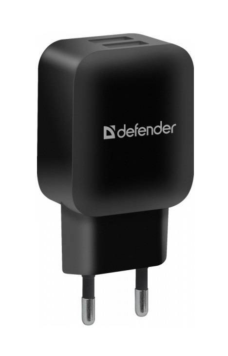 Defender EPA-13 Black <83840> Зарядное устройство USB (Вых. DC5V, 10.5W, 2xUSB)