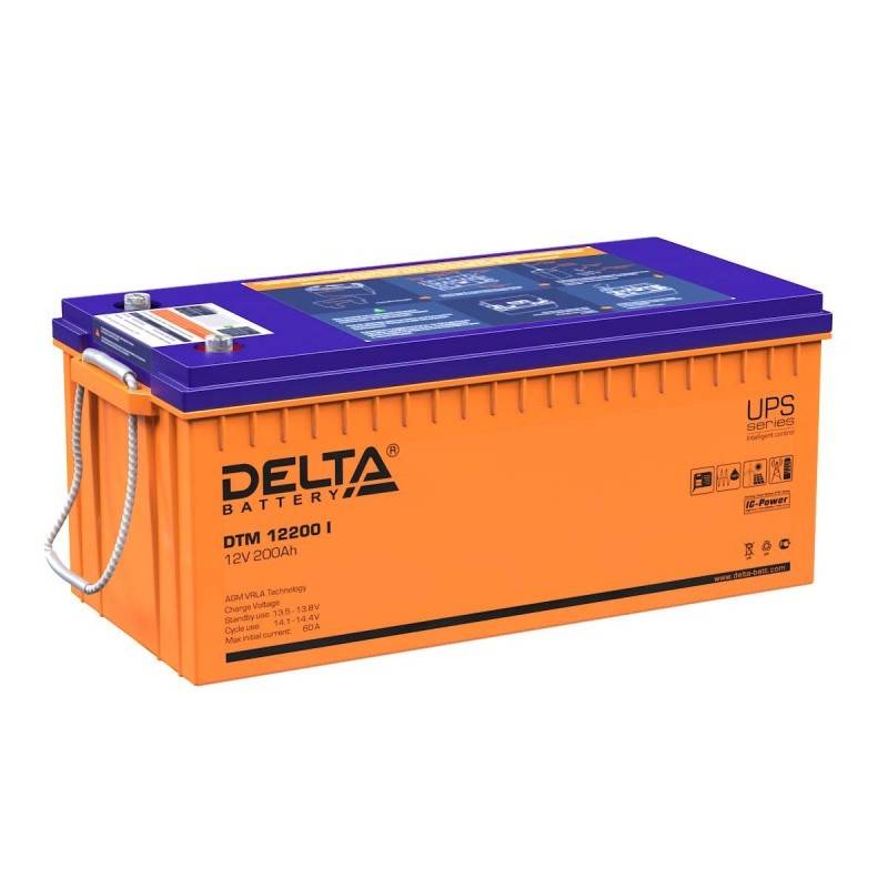Аккумуляторная батарея Delta DTM 12200 I 12В/200Ач, клемма Болт М8 (522х239х217мм (222мм); 61кг; Срок службы 10-12лет; Г