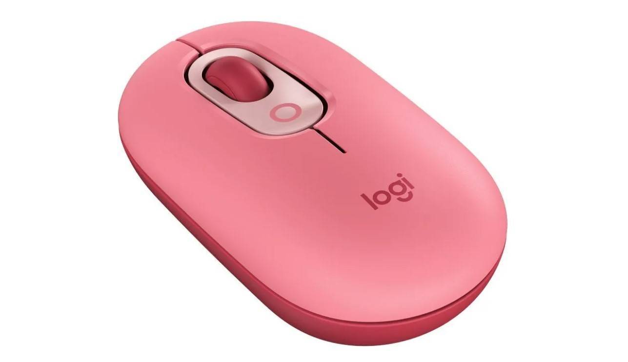 Logitech Мышь беспроводная POP MOUSE WITH EMOJI, оптическая, 4000 dpi, Bluetooth/Радио, розовый/красный.