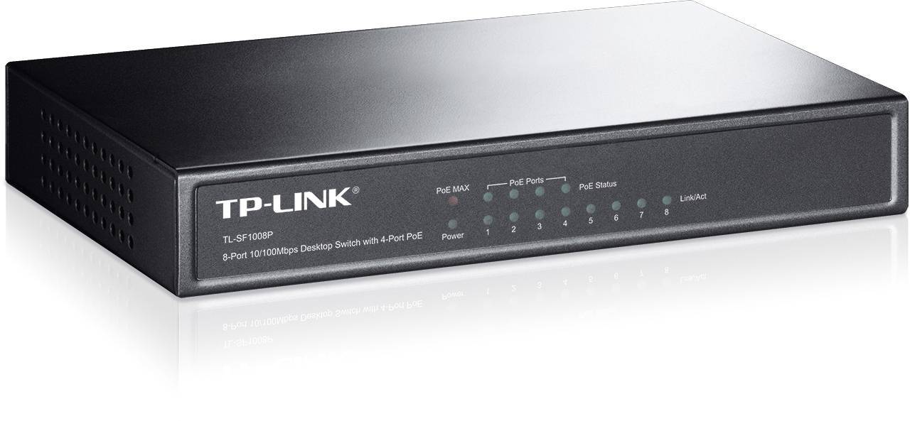 Коммутатор TP-Link TL-SF1008P, 4×PoE+, 66W PoE