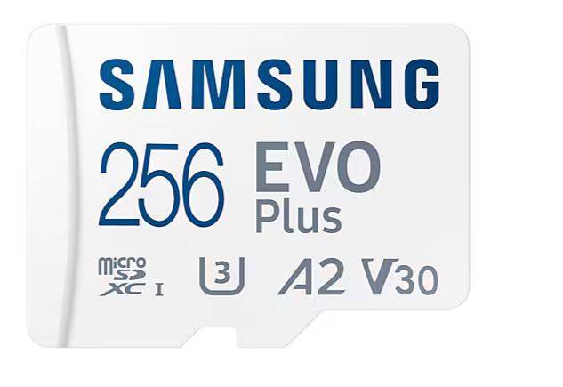 Карта памяти Samsung - EVO Plus, microSDXC, write speed 90Mb/s, read speed 160Mb/s, UHS-I Class 3, V30, A2, Class 10, 256GB, MB-MC256SA/EU