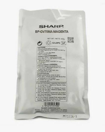 Sharp BPGV70MA Девелопер пурпурный (для моделей BP50C26EU / BP50C31EU / BP50C36EU / BP55C26EU / BP60C31EU / BP60C36EU / BP70C31EU / BP70C36EU / BP51C26EU / BP51C31EU / BP51C36EU / BP56C26EU / BP61C31EU / BP61C36EU / BP71C31EU / BP71C36EU ресурс 1 200 000 отпечатков, для моделей BP50C45EU / BP50C55EU / BP50C65EU / BP60C45EU / BP70C45EU / BP70C55EU / BP70C65EU / BP51C45EU / BP51C55EU / BP51C65EU / BP61C45EU / BP71C45EU / BP71C55EU / BP71C65EU ресурс 1 800 000 отпечатков) BP50C26EU / BP50C31EU / BP50C36EU / BP50C45EU / BP50C55EU / BP50C65EU / BP55C26EU / BP60C31EU / BP60C36EU / BP60C45EU / BP70C31EU / BP70C36EU / BP70C45EU / BP70C55EU / BP70C65EU / BP51C26EU / BP51C31EU / BP51C36EU / BP51C45EU / BP51C55EU / BP51C65EU / BP56C26EU / BP61C31EU / BP61C36EU / BP61C45EU / BP71C31EU / BP71C36EU / BP71C45EU / BP71C55EU / BP71C65EU