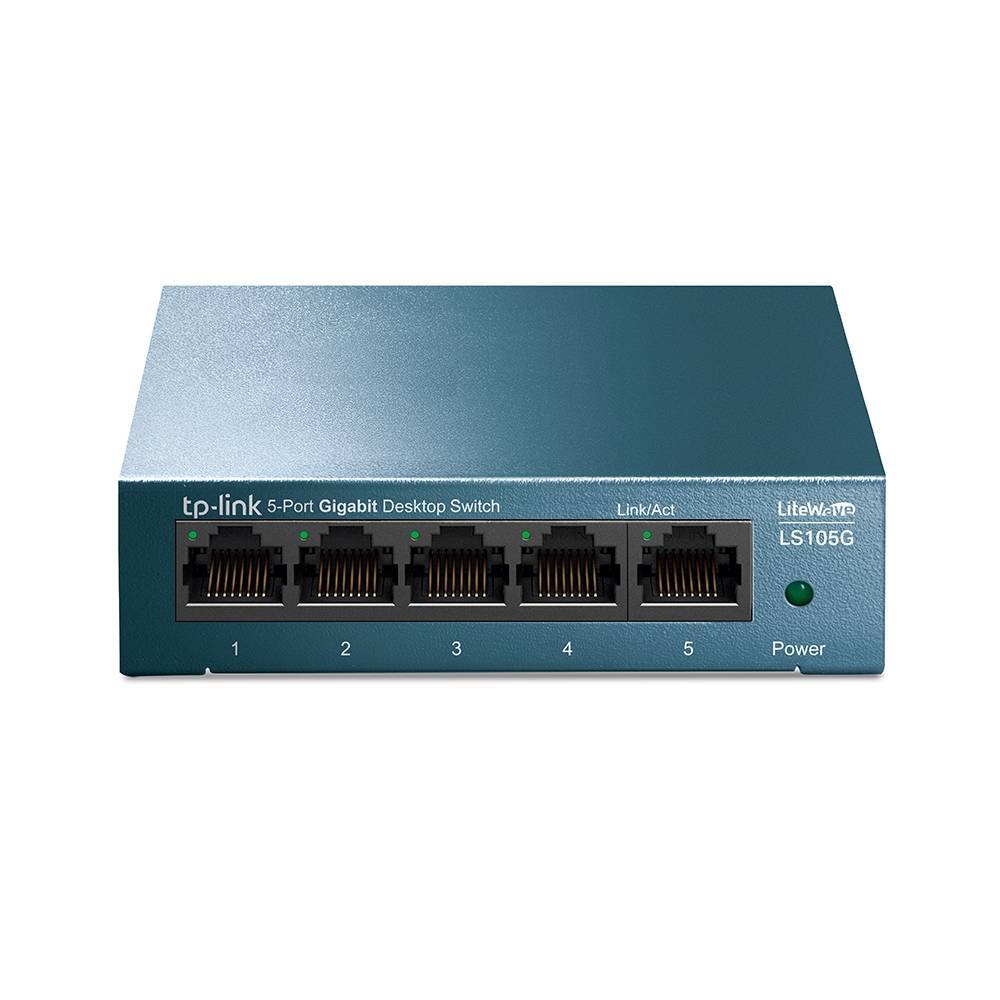 LS105G - Коммутатор, TP-Link, LS105G, Неуправляемый, настольный, 5-портовый 10/100/1000 Мбит/с с автосогласованием,авто-MDI/MDIX
