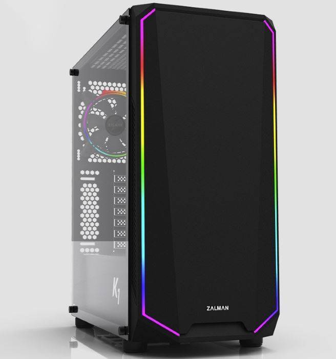 Корпус ZALMAN K1 (4xUSB, 2xAudio, 120мм FAN, прозрачная стенка, ATX, без БП) (K1 Rev.B)