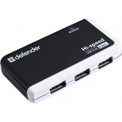 Defender Разветвитель QUADRO INFIX USB2.0 - 4 порта, скор. - до 480 Мбит/с, + кабель USB 2.0 A(M) - MiniB (M) - 1м.