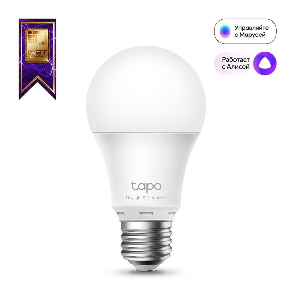 Умная лампа TP-Link Tapo L520E E27, 806лм, свет - нейтральный белый, 8Вт, грушевидная, IEEE 802.11 b/g/n, белый, TAPO L520E