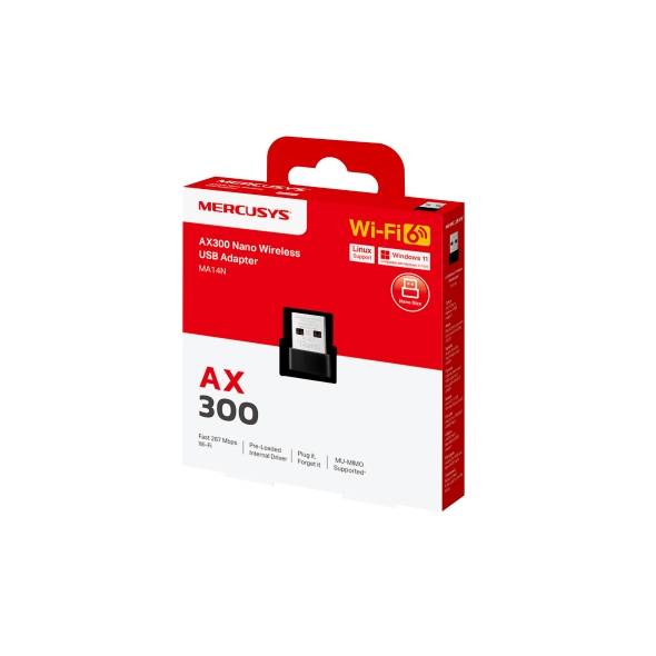 Mercusys MA14N Сверхкомпактный USB-адаптер Wi-Fi AX300