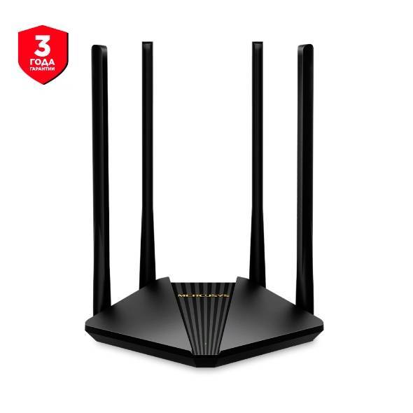 Беспроводной маршрутизатор Mercusys - MR1200G, 2.4/5 ГГц, 867Мб/с, IEEE 802.11 a/b/g/n/ac, 2x RJ-45, 1 Гб/с, 4 antennas, Чёрный, MR1200G