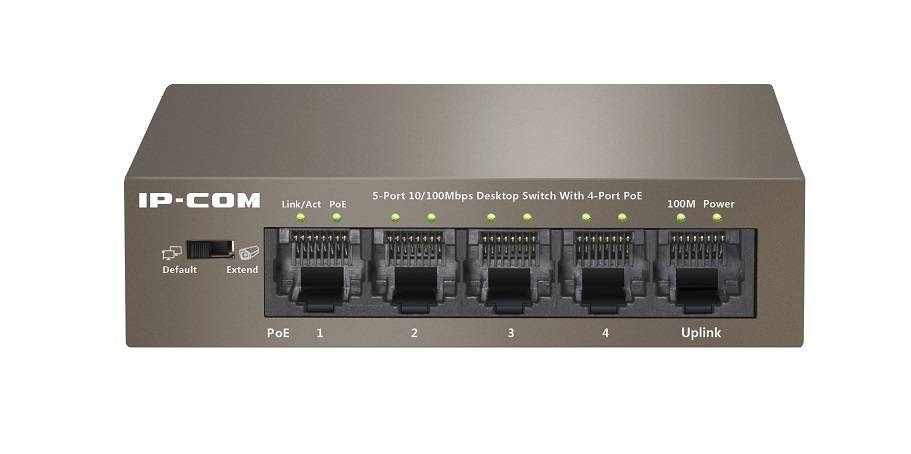 IP-COM F1105P-4-63W Коммутатор неуправляемый PoE, 5 портов, 5x100 Мбит/с, PoE 4х30 Вт (до 58 Вт), настольный