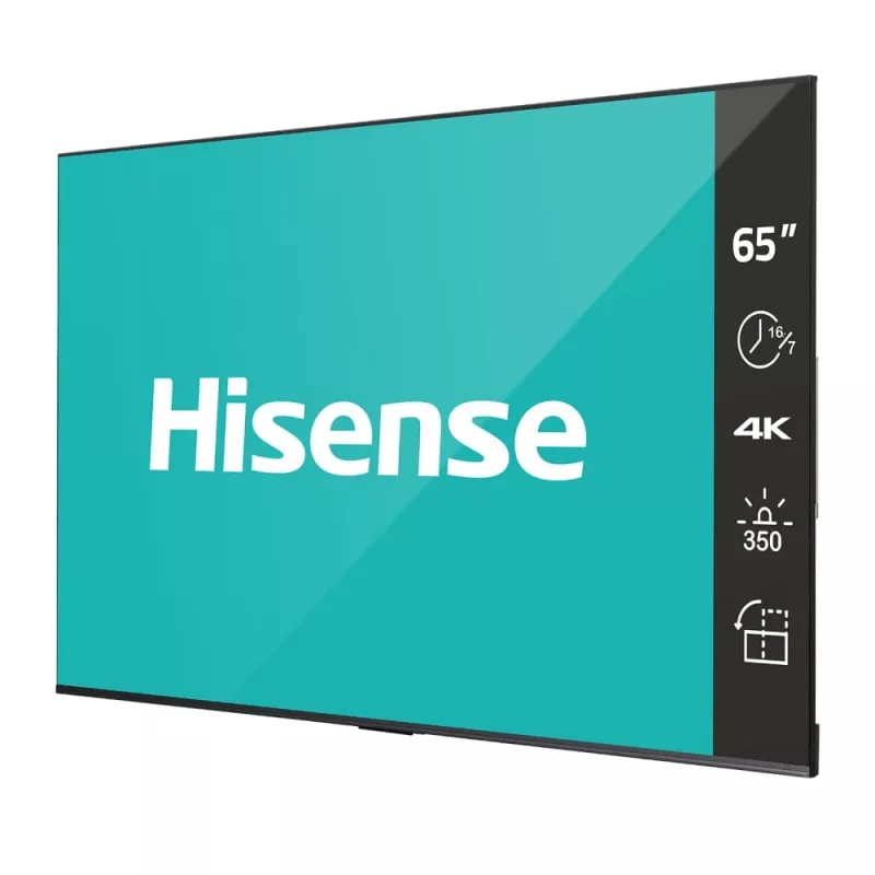Информационный дисплей Hisense 65" Digital Signage (16x7), 350 nit, 4K, DLED, 16/7, RAM 2GB, ROM 16GB, Android 9, Landscape & Portrait 65DP30FE