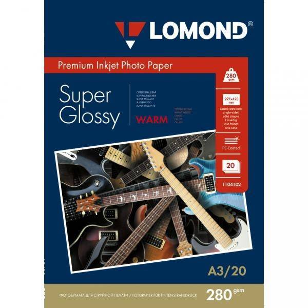 LOMOND 1104102 (A3, 20 листов, 280 г/м2) бумага  фото  суперглянец