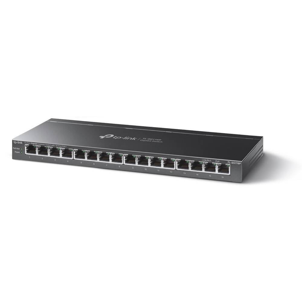 Коммутатор TP-Link TL-SG116P, 16×1GbE PoE+, 120Вт
