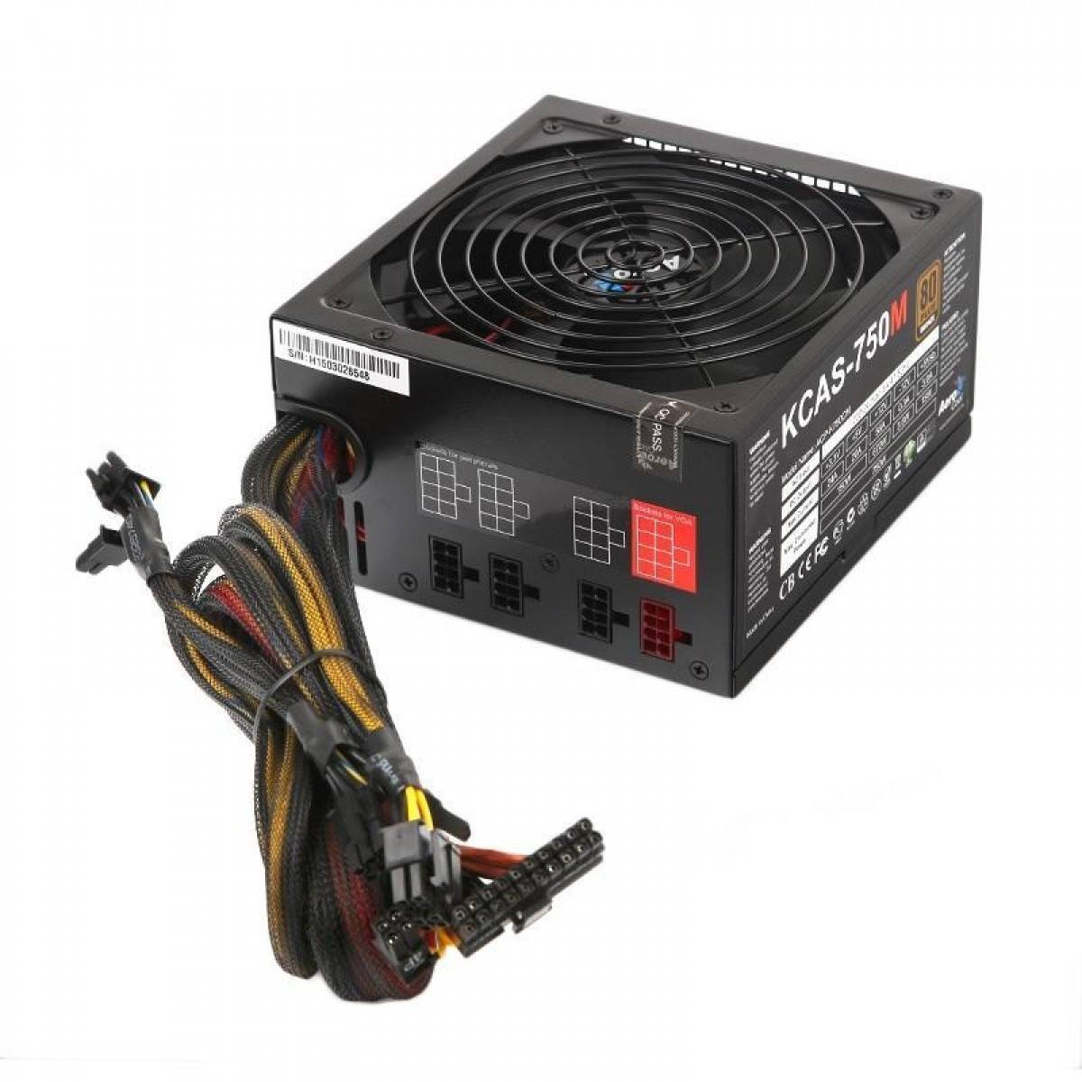 Блок питания Aerocool KCAS PLUS 750M <750W, (20+4+4+4) pin, 4x(6+2) pin, 7xSATA, 4xMolex, 12 см, 80+ Bronze, кабель пита