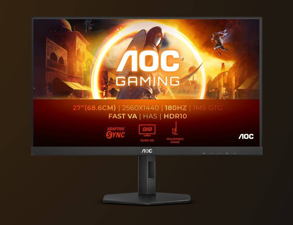 МОНИТОР 27" AOC Q27G4XN Black с поворотом экрана (VA, 2560x1440, 180Hz, 0.5 ms, 178°/178°, 300 cd/m, 80M:1, +2xHDMI 2.0)