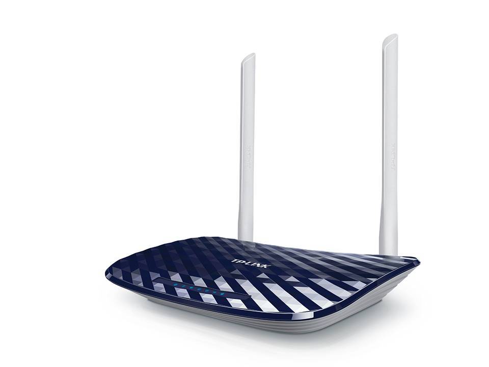 Беспроводной маршрутизатор TP-Link - ARCHER C20, 2.4/5 ГГц, 433Мб/с, IEEE 802.11 a/b/g/n/ac, 4x RJ-45, 10/100 Мб/с, mac address filtering, 2 antennas, 1-USB, синий, ARCHER C20