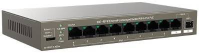 IP-COM F1110P-8-102W Коммутатор PoE неуправляемый 8-Ports 10/100 Mbps Base-TX + 2-Ports 10/100/1000 Base-TX / 8-Ports PoE (PoE бюджет 99W)