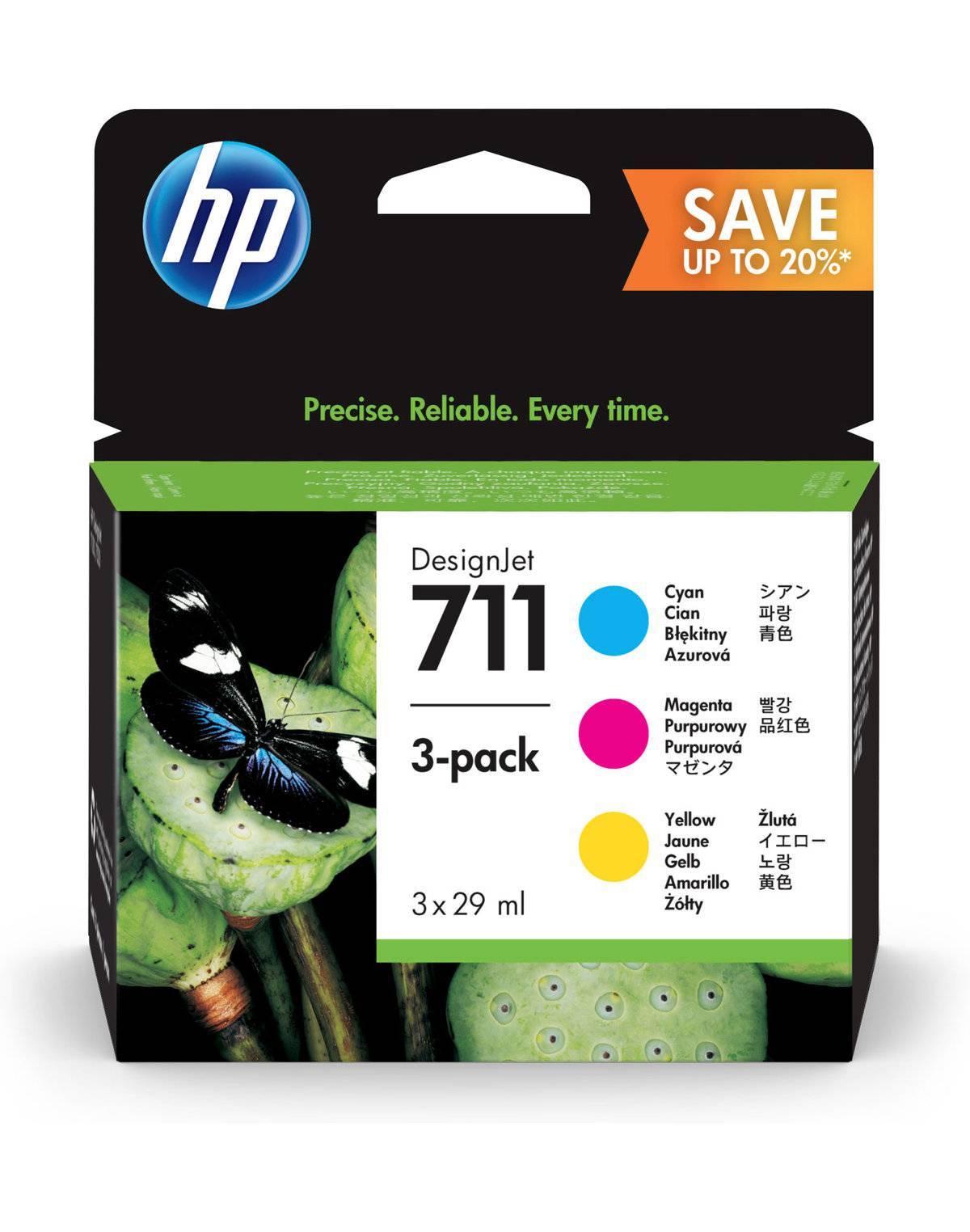 Картридж HP P2V32A 3-Pack (3x№711) Cyan/Magenta/Yellow  для  HP  DesignJet T120/520