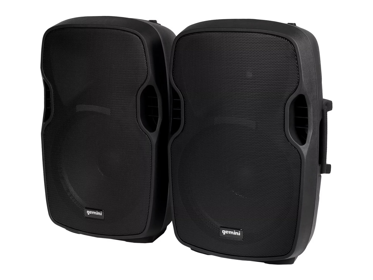 Акустическая система Gemini [PA-SYS15] Комплект: активная+пассивная АС, RMS 120 Вт, 15" НЧ, 1" ВЧ, входы: 2x XLR Mic/Line, 1/4" TRS Mic, 1/8 TRS AUX, 2x RCA, выходы: XLR Mix, Combo XLR Amp, SD, USB, FM, Bluetooth, стойки, микрофон, кабели