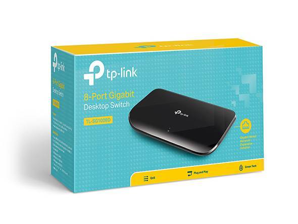 TP-Link TL-SG1008D 8-портовый гигабитный настольный коммутатор, пластиковый корпус