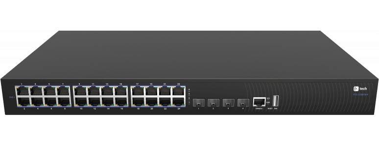 Коммутатор Fplus FCS-2328TX-P, 24 порта 10/100/1000BASE-T RJ45 PoE, 4 порта 10GE SFP+, 2 блока питания AC 220В 440Вт, вы