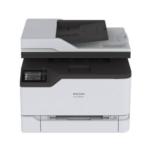 МФУ лазерное цветное RICOH M C240FW (A4, цветной, 512Мб, 24стр/мин, PCL, PS, дуплекс, GigaLAN, WiFi, факс, ADF50, старто
