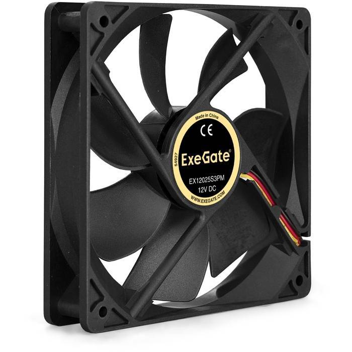 Вентилятор ExeGate EX12025S3PM, 120x120x25 мм, Sleeve bearing (подшипник скольжения), 3pin+Molex, 1200RPM, 25dBA