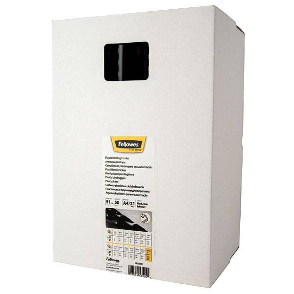 Пружины для переплета пластиковые Fellowes®, 45 мм. овал, (341-410 листов), 50 шт., 21 кольцо, черные.