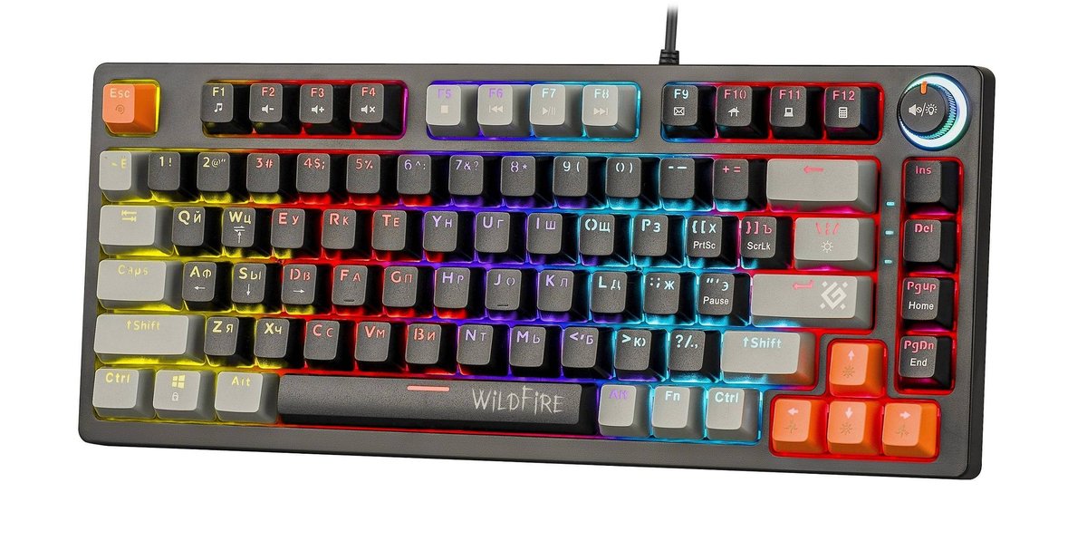 Клавиатура Defender Wildfire GK-213 механическая черный/серый USB Multimedia for gamer LED (45213) кабель 1.5м
