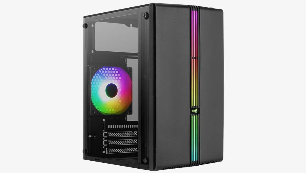 Корпус MINITOWER Micro-ATX,Mini-ITX W/PSU 3х12cm fan RGB(1 предустановлен) черный с окном EVO Mini-G-BK-v1 4711099472352 AEROCOOL