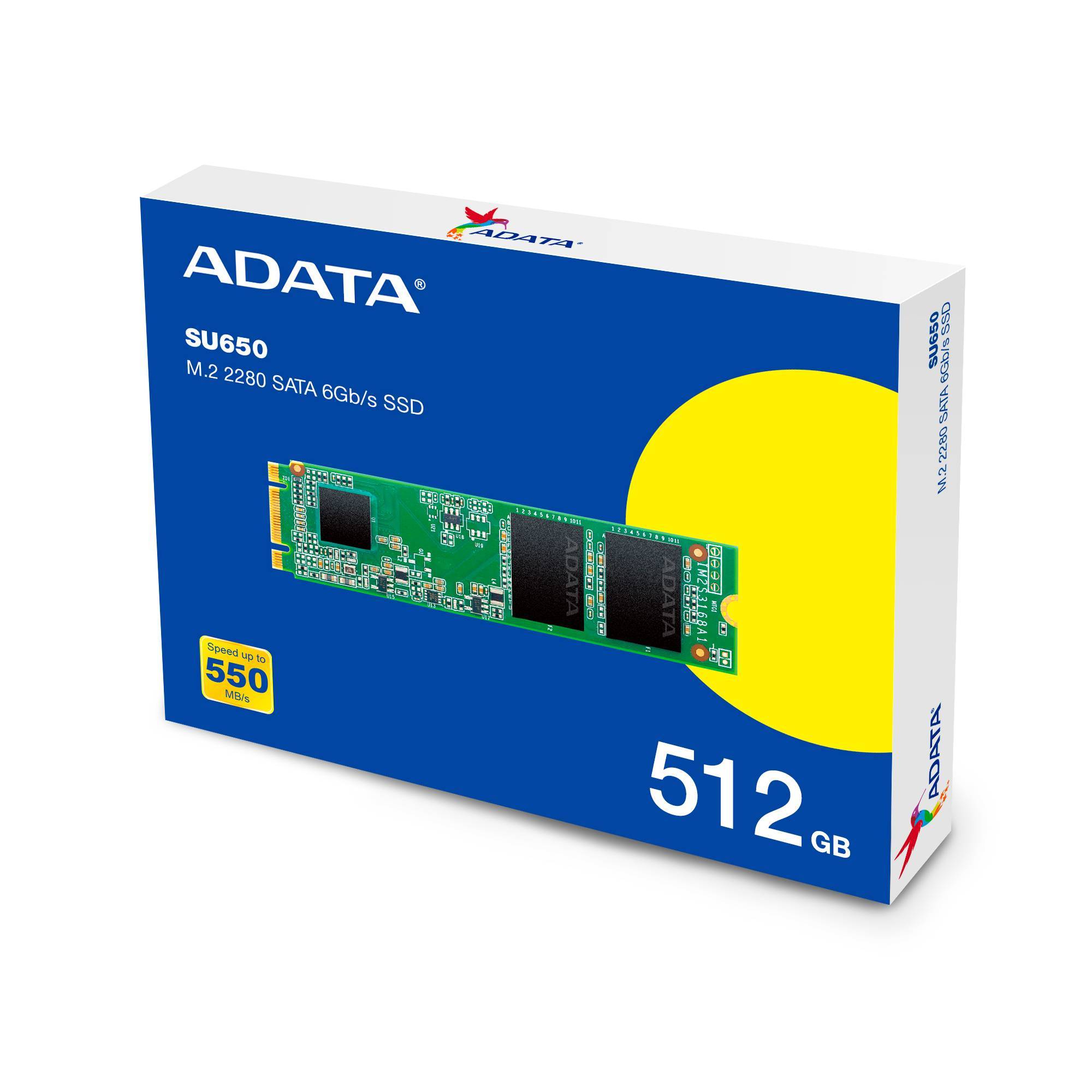 Твердотельный диск 512GB A-DATA Ultimate SU650, M.2 2280, SATA III, [R/W - 550/510 MB/s] 3D-NAND