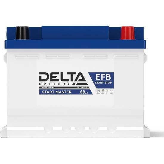 Аккумулятор Delta START MASTER EFB 1268 напряжение 12В, емкость 68Ач, пусковой ток 700,  ДхШхВ: 242x175x190мм, (-   +)