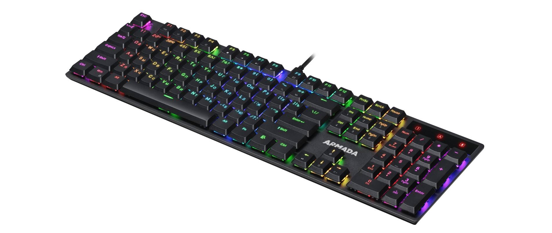 Клавиатура Defender GK-004 механическая черный USB for gamer LED (45004) кабель 1.8м