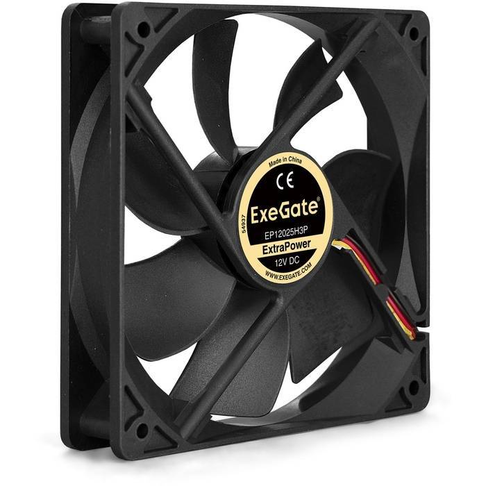 Вентилятор ExeGate ExtraPower EP12025H3P, 120x120x25 мм, Hydraulic bearing (гидродинамический), 3pin, 1800RPM, 27dBA