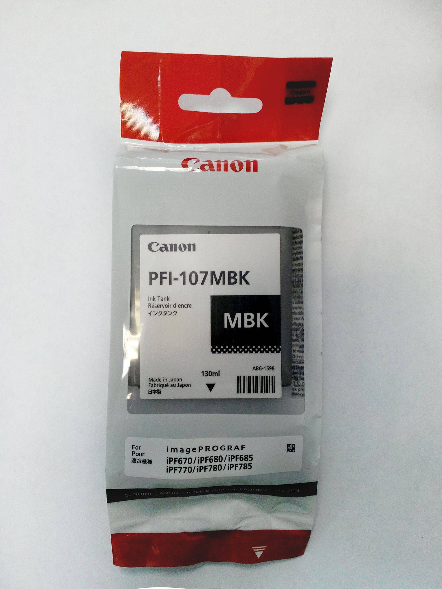 Струйный картридж Canon imagePROGRAF iPF670/iPF770 PFI-107MBK (6704B001) Matte Black (130мл) pigment, шт