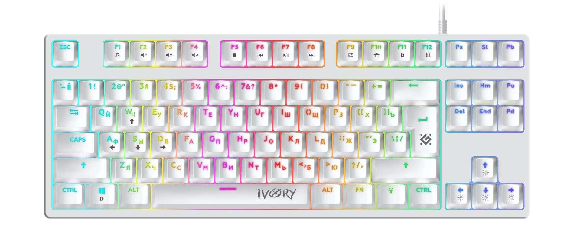 Клавиатура Defender GK-579 механическая белый USB for gamer LED (45579) кабель 1.5м