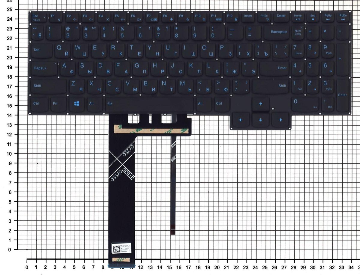Клавиатура для Lenovo IdeaPad Gaming 3-15ARH05 (черная/синяя подсветка)
