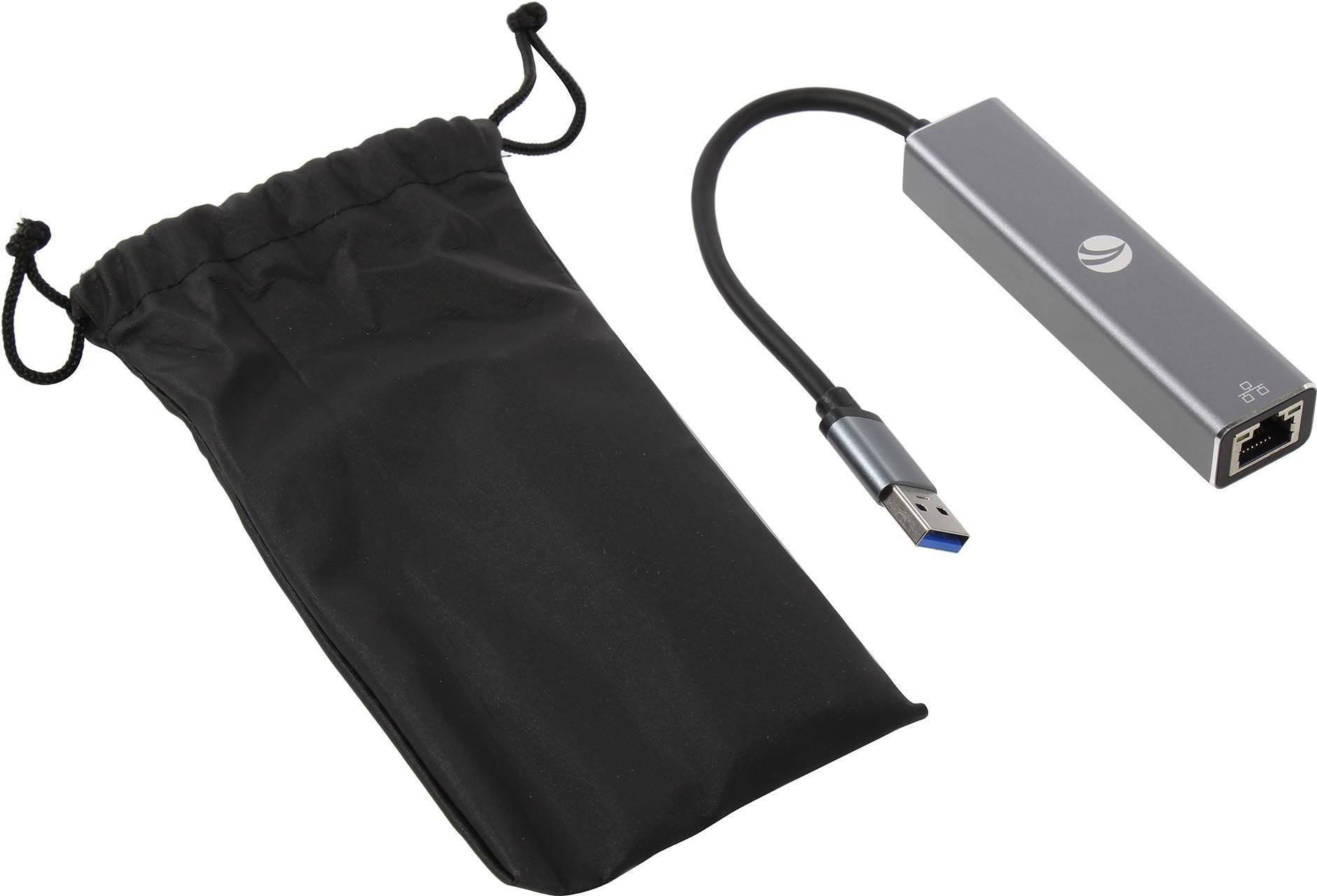 Переходник USB 3.0 -->RJ-45 1000Mbps+3 USB3.0, Aluminum Shell, 0.2м VCOM <DH312A>