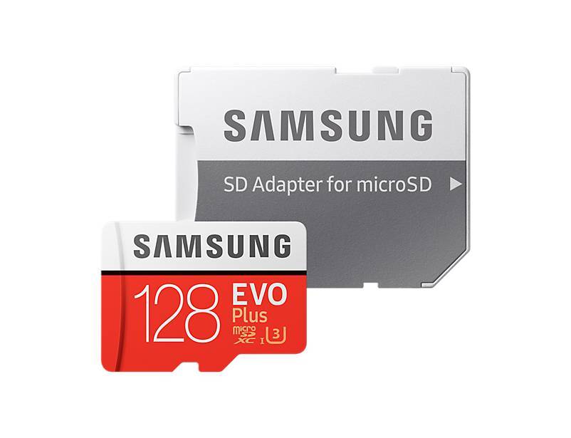 Samsung EVO Plus <MB-MC128GA/RU> microSDXC Memory Card 128Gb Class10 UHS-I U3+ microSD-->  SD  Adapter