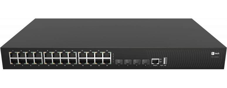 Коммутатор Fplus FCS-2328TX, 24 порта 10/100/1000BASE-T RJ45, 4 порта 10GE SFP+, 2 блока питания AC 220В 150Вт, высота 1