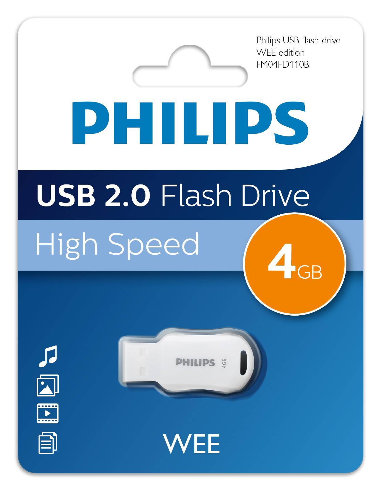 Philips USB Drive FM04FD110B/97 флеш-накопитель 4GB USB 2.0 белый