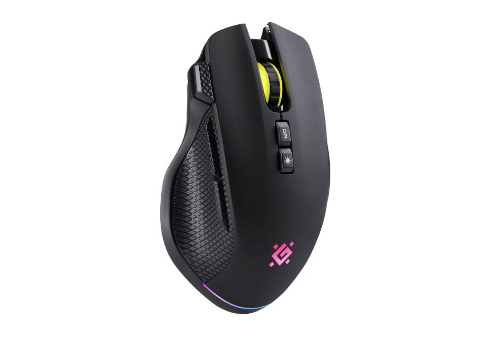 Мышь беспроводная Defender Immortal, игровая, Bluetooth/Радио, оптическая, USB, USB-C, 10000dpi, черный и темно-синий [52421]