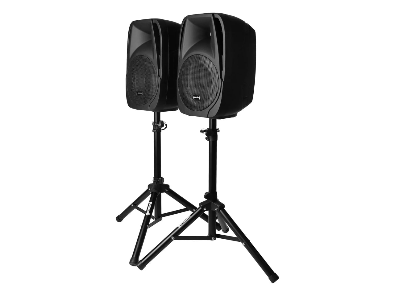Акустическая система Gemini [ES-210MXBLU-ST] Комплект: 2х АС 10"НЧ/1"ВЧ, микшер с усилителем 150 Вт RMS, входы: 4x XLR Mic, 6x 1/4" TRS Line, 2x RCA, 1/8 TRS, выходы: 2x 1/4" TRS, 2x RCA, 1/8 TRS Headphones, 2х стойки, микрофон, кабели