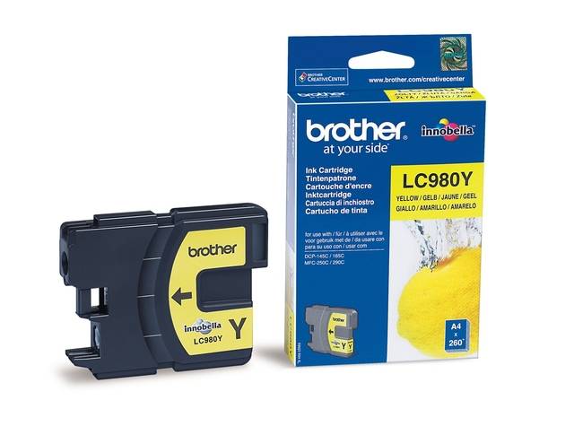 Картридж Brother LC980Y DCP-145C/165/195C/375CW, MFC-250C/290C желтый (Yellow), 260 стр. (5% зап.)